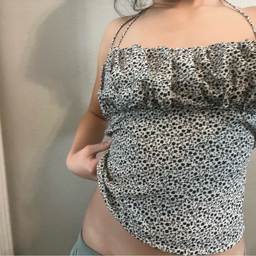 Women's Black and White String Top